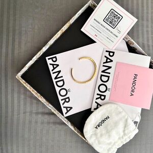 Original 14k gold plated Pandora I-D open bangle
